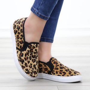 Slip On Leopard Print Furry Fashion Sneakers